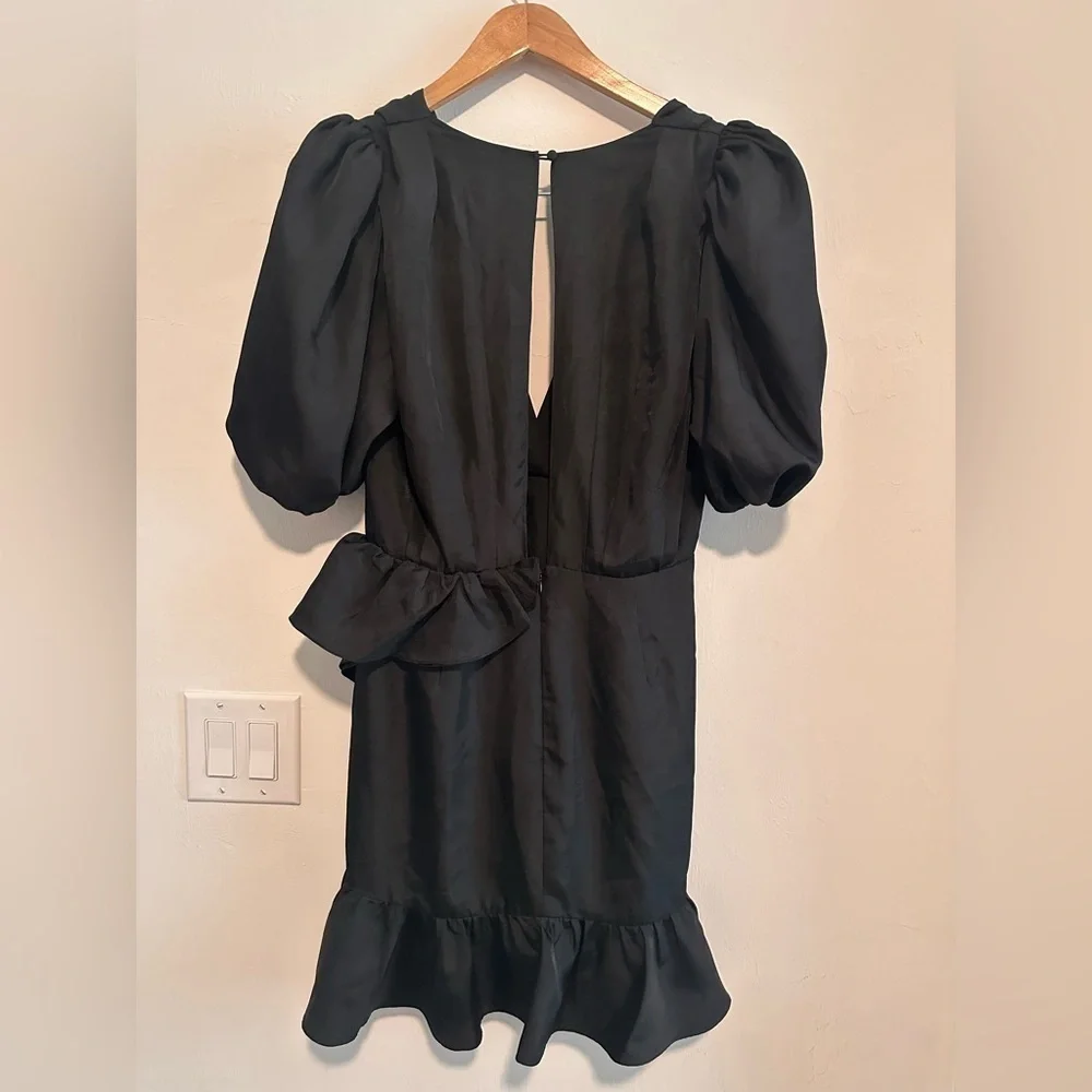 Ronny Kobo Mindy Puff Sleeve Mini Dress in Black